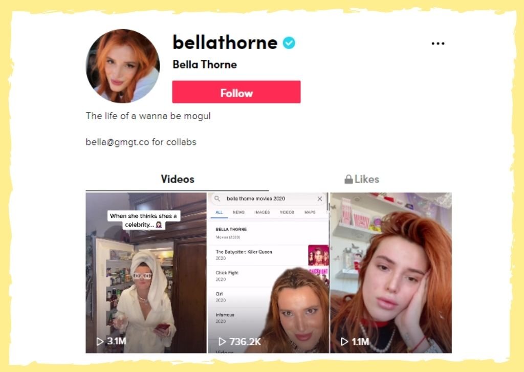 Bella Thorne on TikTok