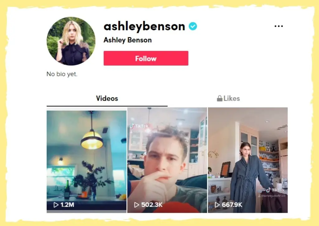 Ashley Benson on TikTok