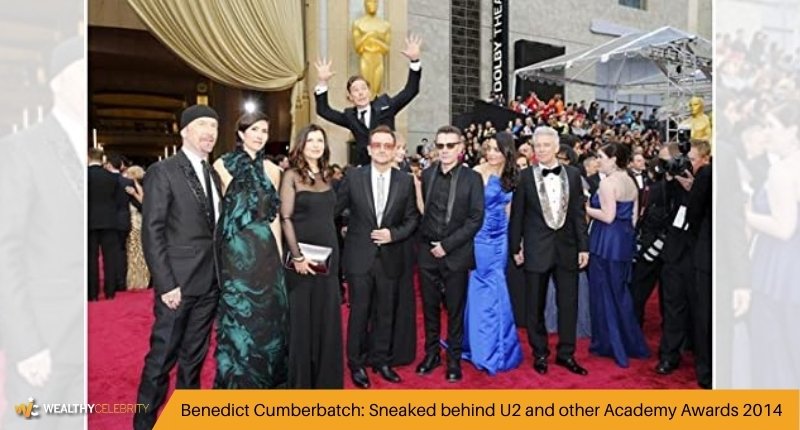 Benedict Cumberbatch Sneaked behind U2 and other Academy Awards 2014