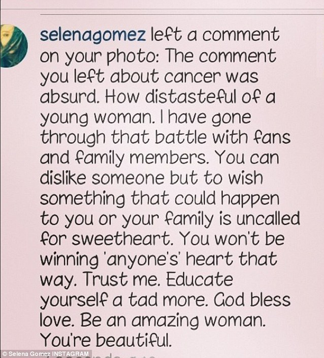 Selena Gomez Reply to Hater
