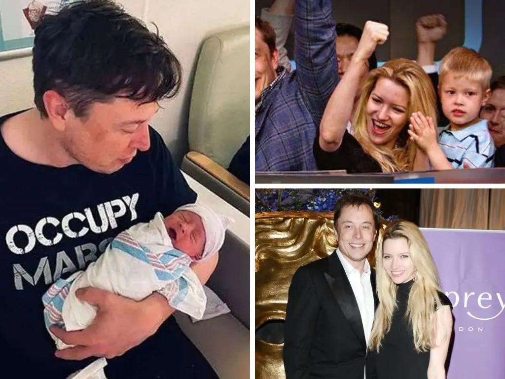 Pictures of Saxon Musk with his parents
